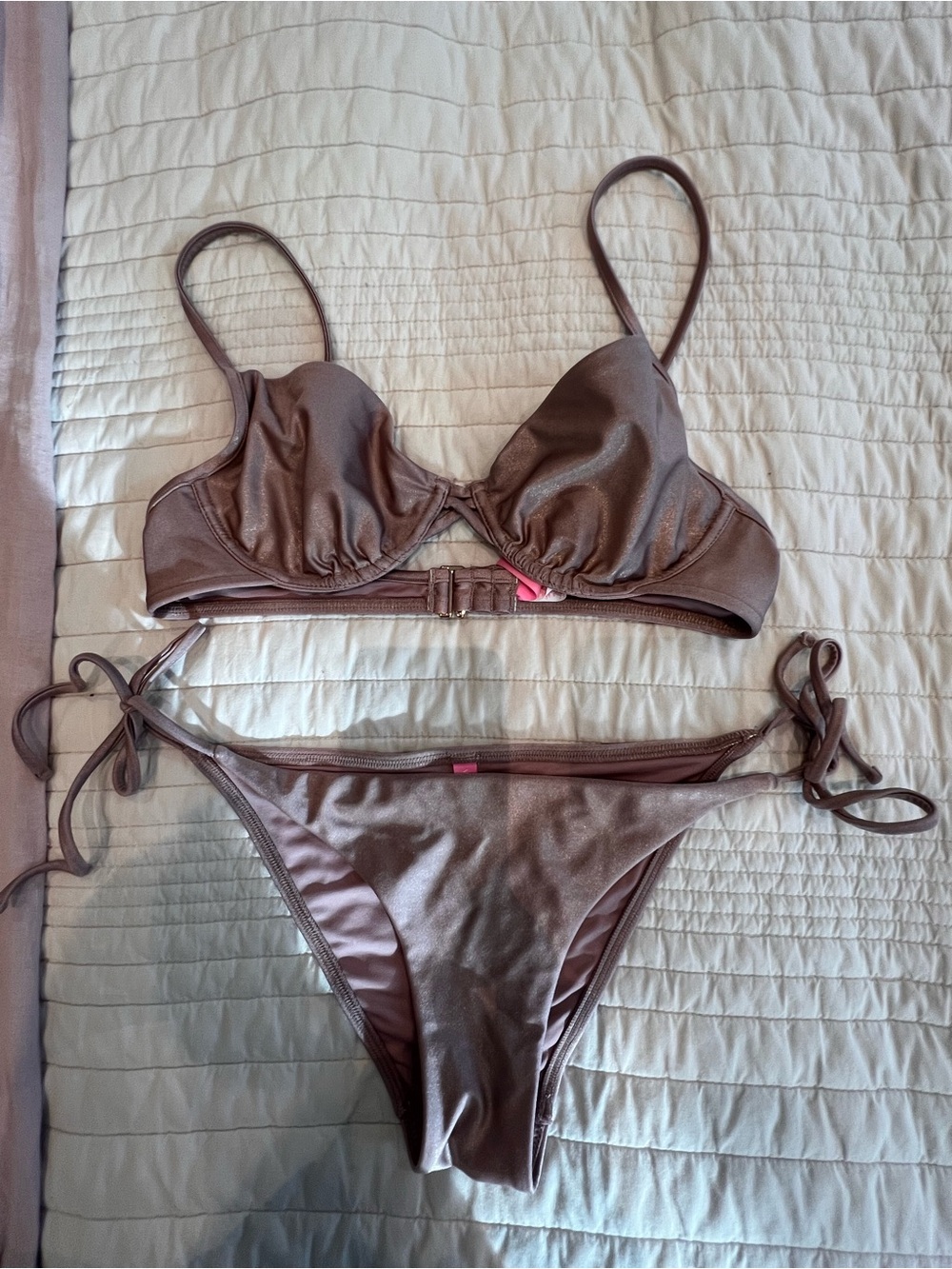 Victoria Secret Two Piece Bikini Set Shimmer Mauve M/L